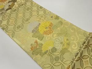 七宝に菊模様織出し袋帯